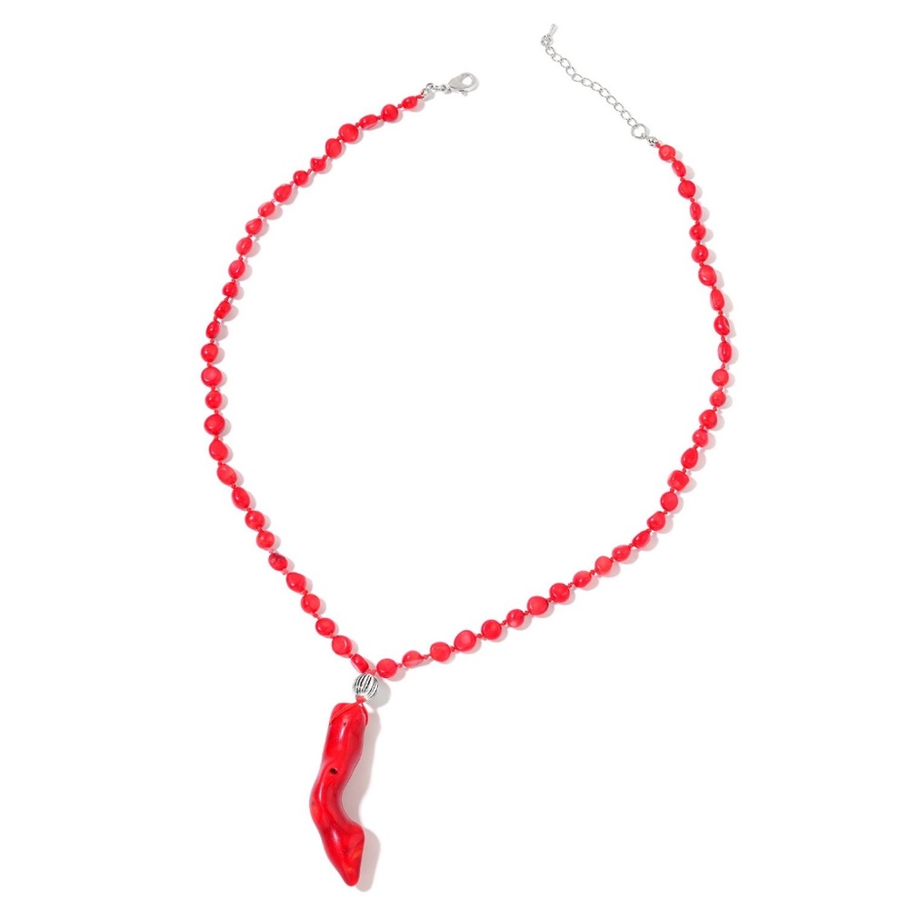 Bamboo Coral Silvertone Necklace NWT!!